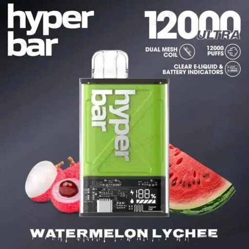 Hyperbar Ultra 12000 Puffs แตงโมลิ้นจี่ Watermelon Lychee